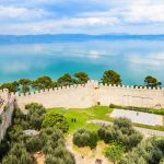 Trasimeno lake panoramic view,Castiglione del lago fortress, Umbria, Italy