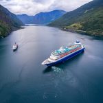 Cruise Ship, Cruise Liners On Sognefjord or Sognefjorden, Norway