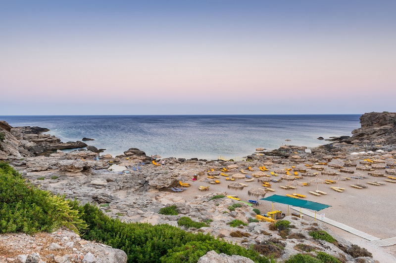 Beautiful Beach in Kallithea,Rhodes with Turquoise Waters and Um