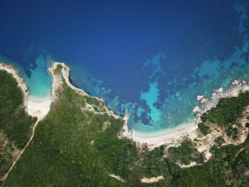 Picturesque coast of Corfu island. Beautiful sea landscape