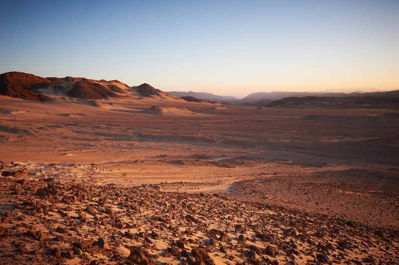 Valley in the Sinai desert with mountains