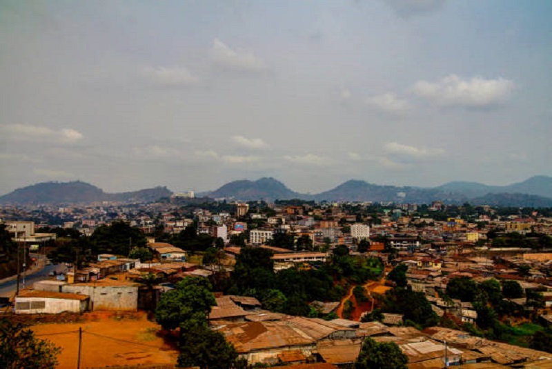 Aerial cityscape view to Yaounde, capital of Cameroon