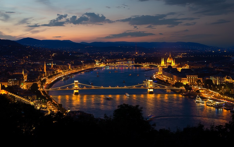 Panorama of evening Budapest